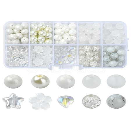 200Pcs 10 Styles Transparent & Baking Paint Glass Beads GLAA-YW0003-55-1