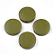 Painted Natural Wood Beads, Flat Round, Olive, 15~15.5x4mm, Hole: 1.8mm