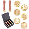 CRASPIRE DIY Stamp Making Kits, Including Pear Wood Handle and Brass Wax Seal Stamp Heads, Golden, Brass Wax Seal Stamp Heads: 6pcs