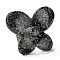 Acrylic Finger Rings, Retro Style, with Glitter Powder, Butterfly, Black, 6.5~36mm, Inner Diameter: 18mm, Butterfly: 36X41X6mm