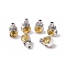 Chakra Rack Plating Tibetan Style Alloy 3-Hole Guru Beads, T-Drilled Beads, Round with Ohm/Aum, Antique Silver & Antique Golden, 17x10.5x11mm