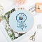 DIY Woven Net/Web with Feather Pattern Embroidery Kit, Including Imitation Bamboo Frame, Iron Pins, Cloth, Colorful Threads, Sky Blue, 213x201x9.5mm, Inner Diameter: 183mm