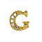 Alloy Gold Rhinetone Letters Nail Stud Cabochons, 3D Capital Alphabet, for Women Girls DIY Making Nail Art Design, Letter.G, 8x7.5x2mm