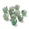 Natural Green Aventurine Pendants, with Platinum Brass Loops, Apple, 14~15x14x14mm, Hole: 6x3mm