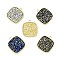 Rhinestone Pendants, with Light Gold Plated Brass Findings, Square, Cadmium Free & Lead Free, Mixed Color, 23.5x20.5x2.5mm, Hole: 1.6mm