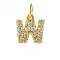 Brass Cubic Zirconia Pendants with Jump Rings, Real 18K Gold Plated, Letter W, 13.2x12.5x2.2mm, Hole: 2.8mm