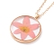 Dry Pressed Real Flower Resin Pendant Necklace, Light Gold Alloy Choker Necklace for Women, Pink, 19.69 inch~20.47 inch(50~52cm)