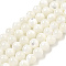 Natural Sea Shell Beads Strands, Round, Creamy White, 6mm, Hole: 1mm, about 68pcs/strand, 15.75 inch