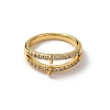Brass Micro Pave Clear Cubic Zirconia Ring Components KK-NH0007-11G-2