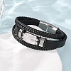 Natural Rose Quartz & Braided Microfiber Leather Multi-strand Bracelets for Women Men GG-CBAEA55-01D-2