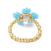 Round Seed Beads with Gemstone Beads Rings RJEW-MZ00015-04-4