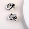 316 Stainless Steel Skull with Rose Hoop Earrings for Men Women EJEW-SZ0001-94-4