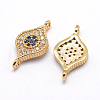 Eye Flat Round Brass Micro Pave Cubic Zirconia Links ZIRC-J009-06G-1