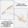 2Pcs 2 Colors Crystal Rhinestone Flower Full Finger Ring Hand Chain RJEW-AN0001-03-3