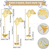 3Pcs 3 Styles Butterfly & Butterfly & Dragonfly Filigree Brass Bookmark with Chains AJEW-SC0002-93G-2