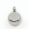 Trendy Original Color 304 Stainless Steel Grade A Rhinestone Flat Round Charm Pendants RB-M030-06E-3