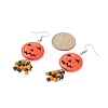 Synthetic Turquoise Pumpkin Dangle Earrings with Seed Beaded EJEW-TA00237-2
