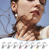 8Pcs 8 Color Birthstone Rhinestone & 201 Stainless Steel Flat Round Charm Rings Set RJEW-AB00004-6