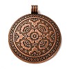 Tibetan Style Flat Round with Flower Alloy Big Pendants LS-TIBEP-Q056-15R-NR-1