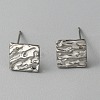 304 Stainless Steel Textured Geometry Stud Earrings Findings with Hole STAS-WH0027-54G-2