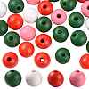 160Pcs 4 Colors Farmhouse Country and Rustic Style Painted Natural Wood Beads WOOD-LS0001-01M-1
