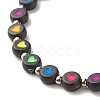 Flat Round with Heart Beaded Stretch Bracelet for Women BJEW-JB07552-04-4