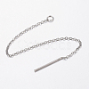 Non-Tarnish 304 Stainless Steel Chain Stud Earring Findings X-STAS-H434-58P-2