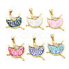 Rack Plating Brass Micro Pave Cubic Zirconia Pendants KK-K380-13G-1