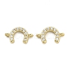 Brass Micro Pave Clear Cubic Zirconia Horseshoe Connector Charms KK-H527-09G-1