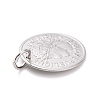 Non-Tarnish 304 Stainless Steel Coin Pendants STAS-F183-05P-3