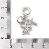 Brass Micro Pave Clear Cubic Zirconia European Dangle Charms KK-D431-033E-P-3