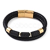 Natural Lava Rock Bead Leather Cord Multi-strand Bracelets BJEW-A009-05G-7