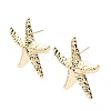 Hammered Starfish Shape Brass Studs Earring EJEW-Z039-01G-1