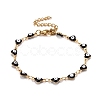 Enamel Heart with Evil Eye Link Chains Bracelet BJEW-P271-07G-03-1