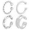 4Pcs 4 Styles 925 Sterling Silver Cuff Earrings EJEW-PH0001-38P-1