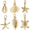 24Pcs 6 Styles Brass Pendants KK-BBC0014-37-1