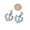 Glass Seed Beads Dangle Stud Earrings EJEW-MZ00396-04-3