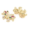 Brass Pave Colorful Cubic Zirconia Connector Charms CU-CBA908F-04G-07-2