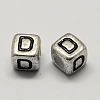 Antique Silver Plated Large Hole Acrylic Letter European Beads PACR-Q099-01D-1