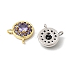 Brass Micro Pave Cubic Zirconia Flat Round Charms KK-F929-03-2