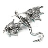 Dragon Alloy Rhinestone Lapel Pins for Backpack Clothes JEWB-G043-01B-2