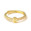 Clear Cubic Zirconia Initial Letter Adjustable Ring RJEW-C052-01G-B-2