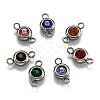 Flat Round 304 Stainless Steel Cubic Zirconia Links STAS-P029-M-3