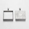 Square Tibetan Style Pendant Cabochon Settings X-TIBEP-A123359-AS-LF-1