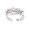 Rectangle Cubic Zirconia Open Cuff Ring RJEW-P035-07G-01-3