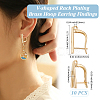 5Pairs V-shaped Rack Plating Brass Hoop Earring Findings with Latch Back Closure and Horizontal Loop KK-ME0002-47-2