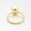 Brass Acrylic Pearl Finger Rings for Wedding Jewelry RJEW-J061-G-3