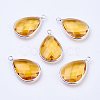 Silver Color Plated Brass Glass Teardrop Pendants X-GLAA-M006-A-20S-1