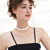 Alloy Enamel Letter Pendant Single Face White Velvet Ribbon & Brass Chain Double Layered Choker Necklaces NJEW-TAC0036-8