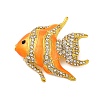 Zinc Alloy Crystal Rhinestone Resin Fish Brooch JEWB-U010-01G-01-1
